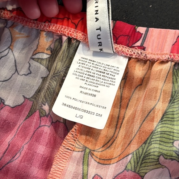 Trina Turk Sunny Bloom Side Slit Sheer Coverup Pants SZ L - Picture 6 of 6